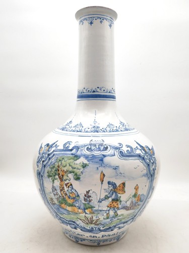 Vase pansu faïence signé - vase,