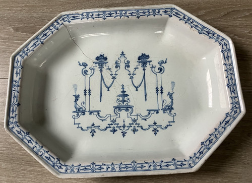 Ancien plat octogonal faience - octogonal,